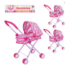 Коляска M 0354 U/R жел, классика, двойные колеса, 3 цвета, в кульке, 54-46-26см